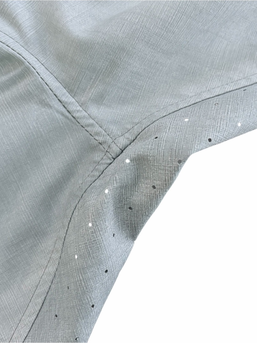 Athleta Urbanite Printed Tunic Blouse Gray Green Hidden Button Stretch Top Large - Picture 6 of 8